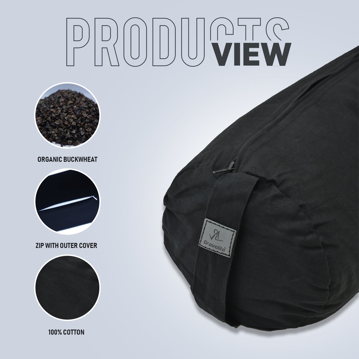 Clonko Black Bolster Cushion