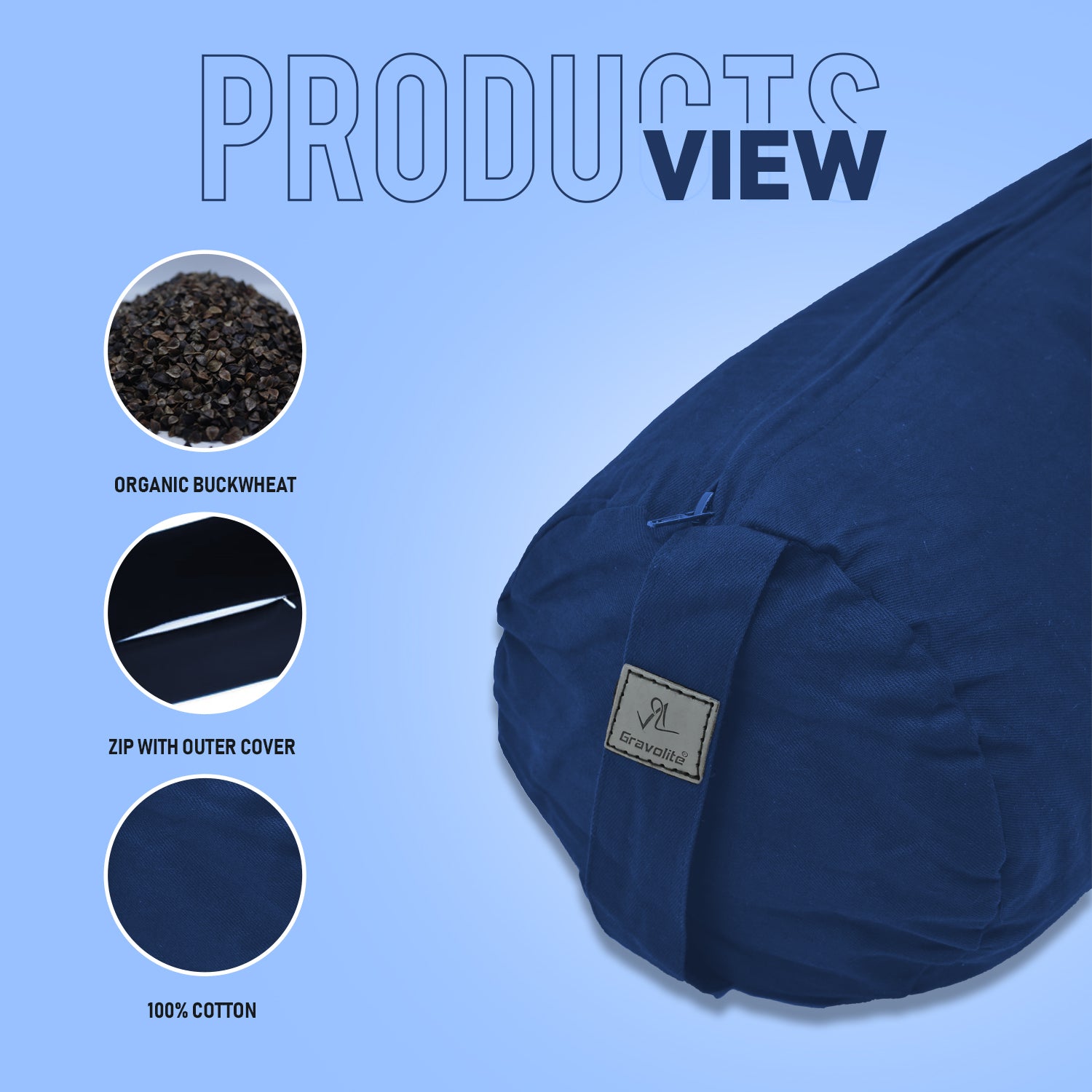 Blue bolster cushion